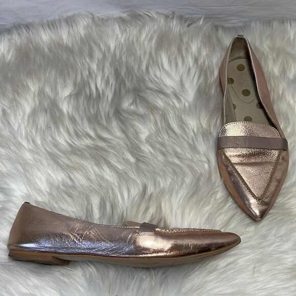 Boden Abbie Gold Pointed Toe Loafer Style Flats Sz 39/8 - Picture 1 of 7